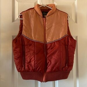 FLAWED Olympic coral red 1970s ski vest puffer cropped